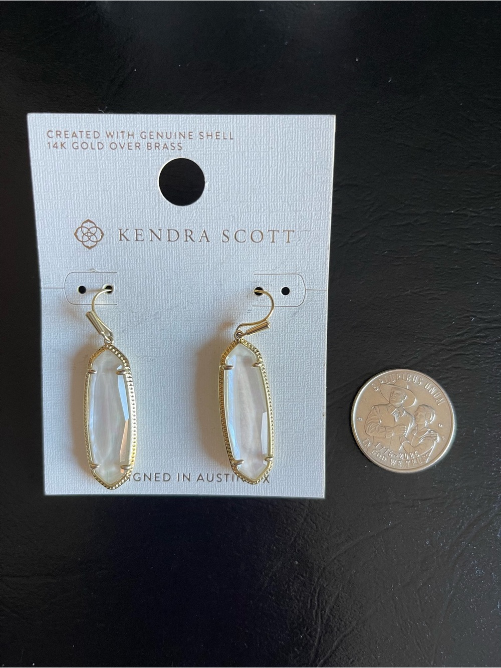 Kendra Scott Rayne Gold Drop Earrings with White Shell - Picture 3 of 8